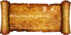 Mihajlovics Ambrus névjegykártya